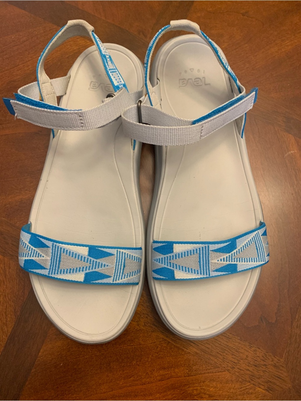 Teva Terra-Float Nova Grey & Blue Strappy Women's Sandals. Size 7.5